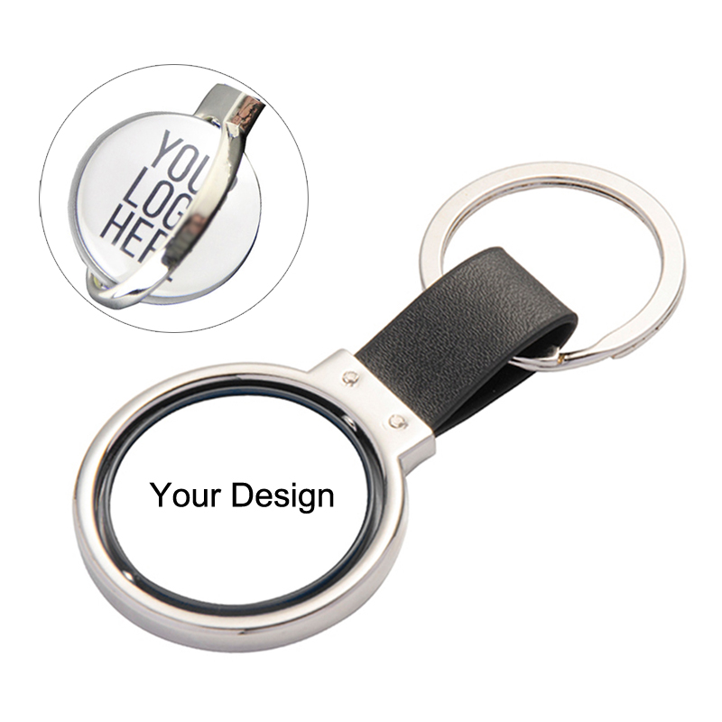 Double-Sided Rotating Crystal Metal Keychain Key Rings 