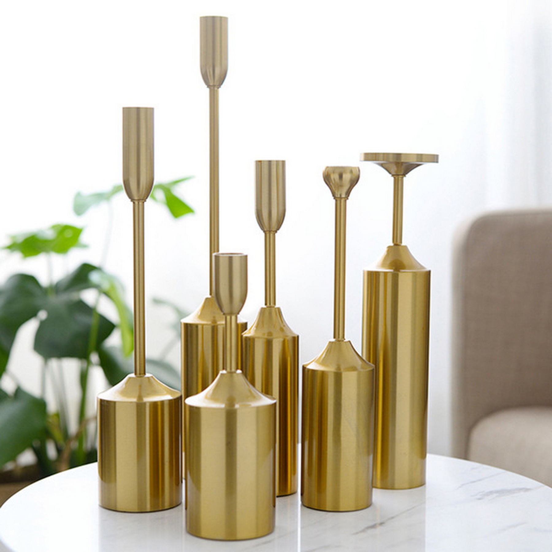 Gold Metal Candle Holders Set of 6