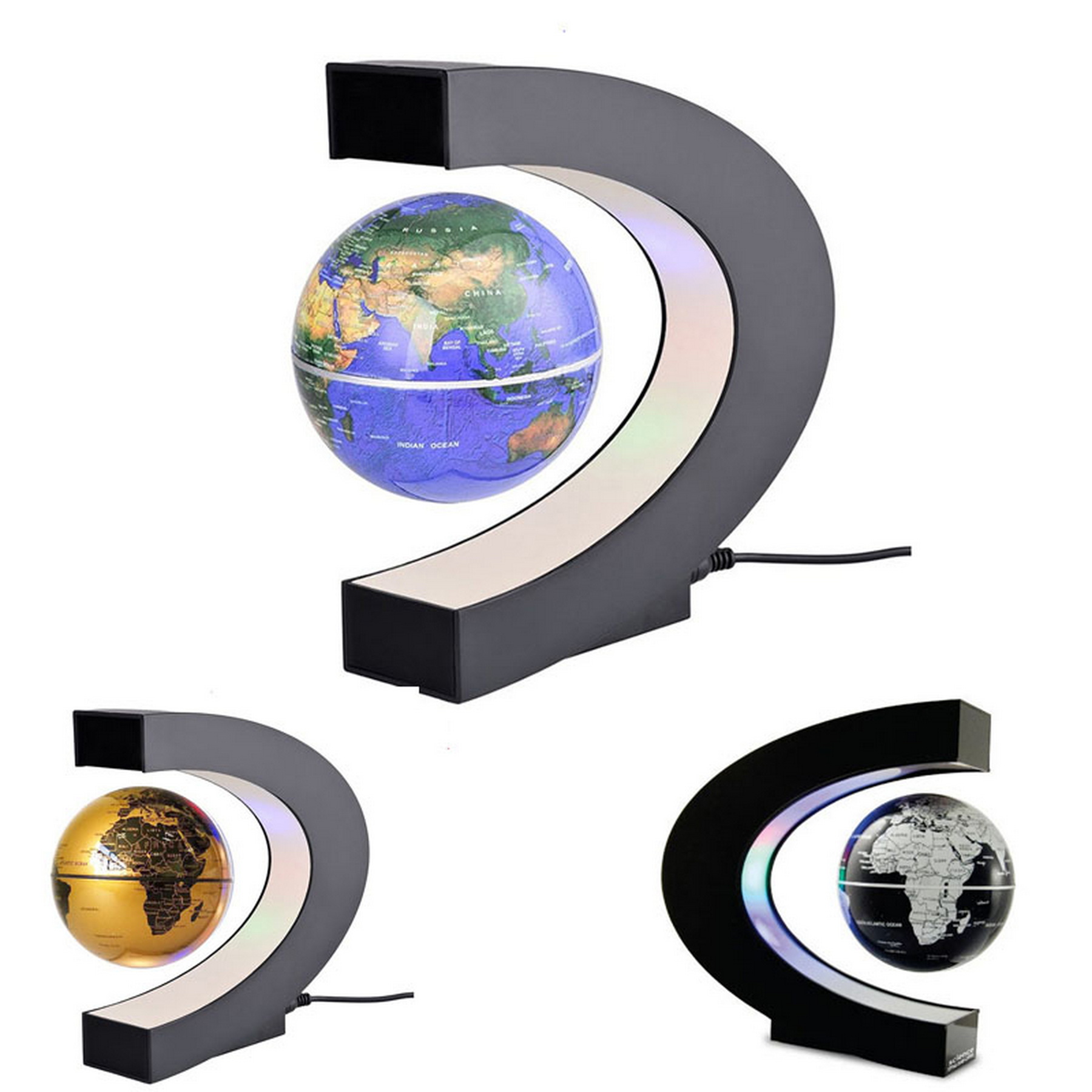  C Shape LED Maglev Globe Suspended Earth Crafts 