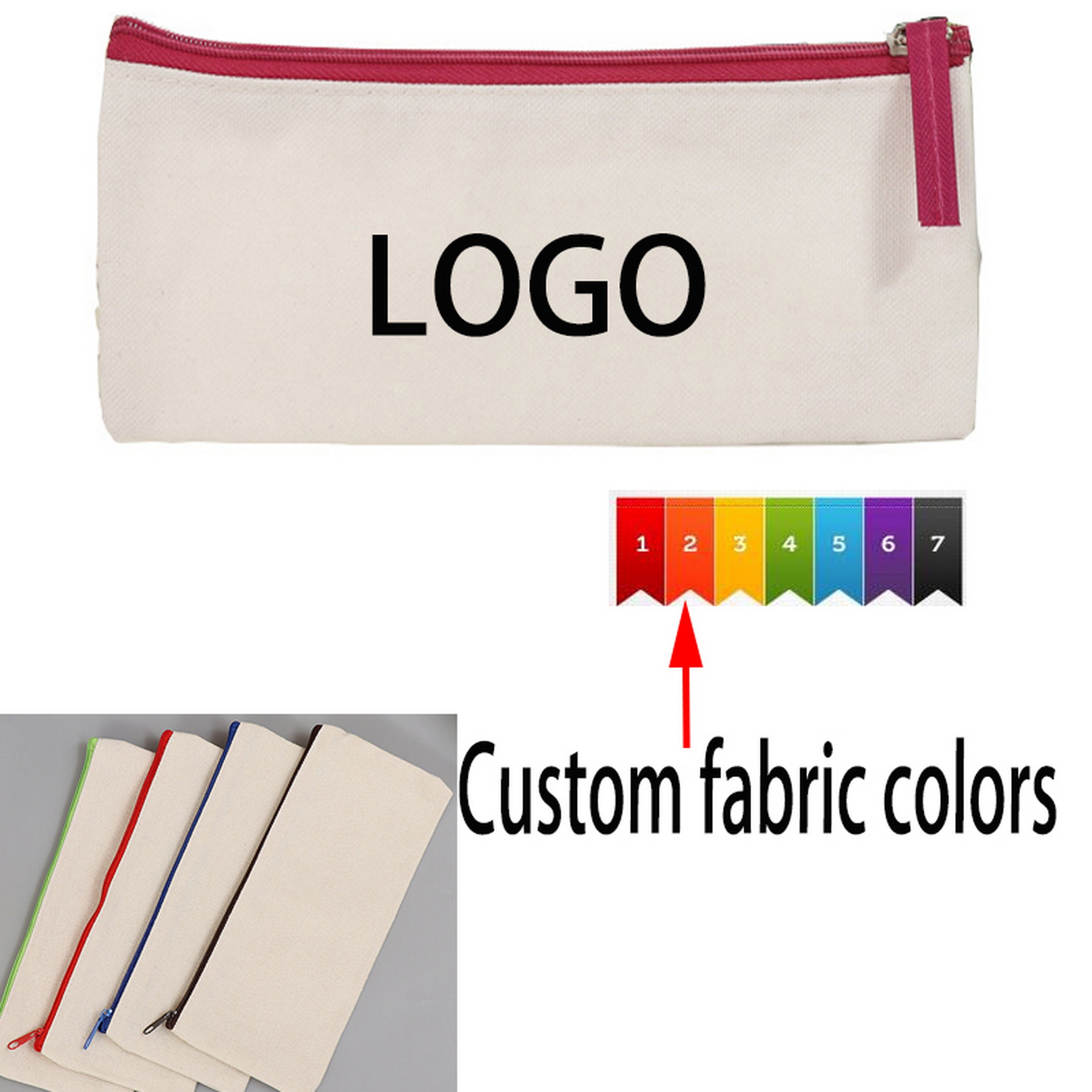 Large Blank Canvas Pen Pencil Case Stationery Pouch 