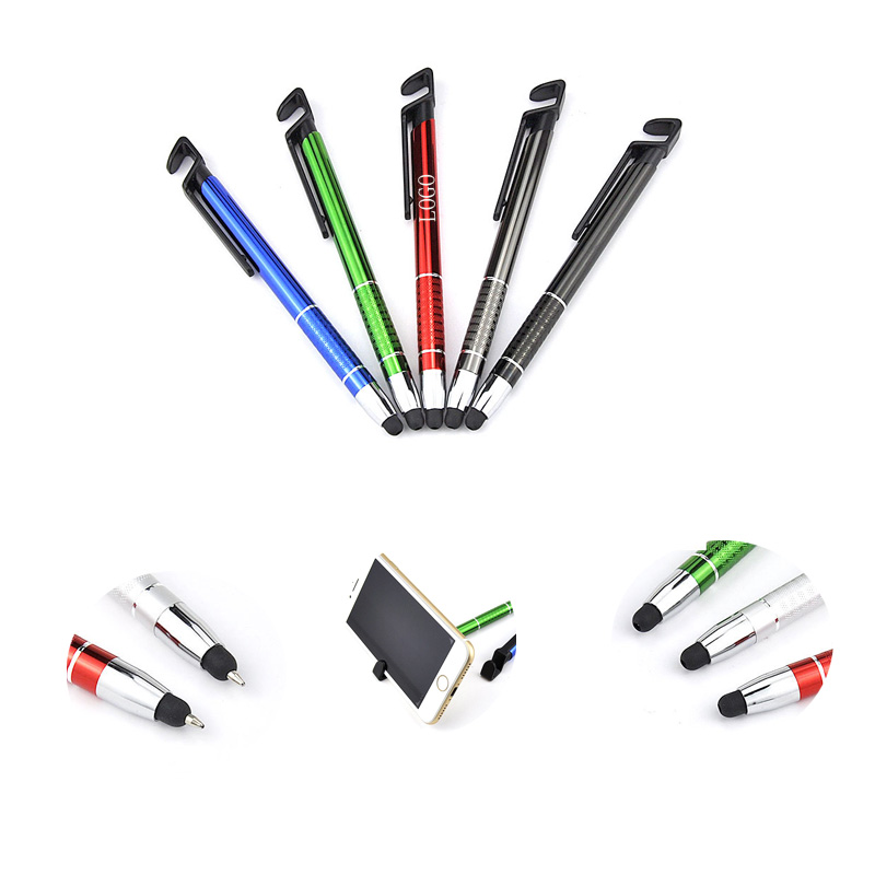 3-in-1 Multi-functional Tech Stylus Ballpoint Pen for Touch Screens Stand for Phone