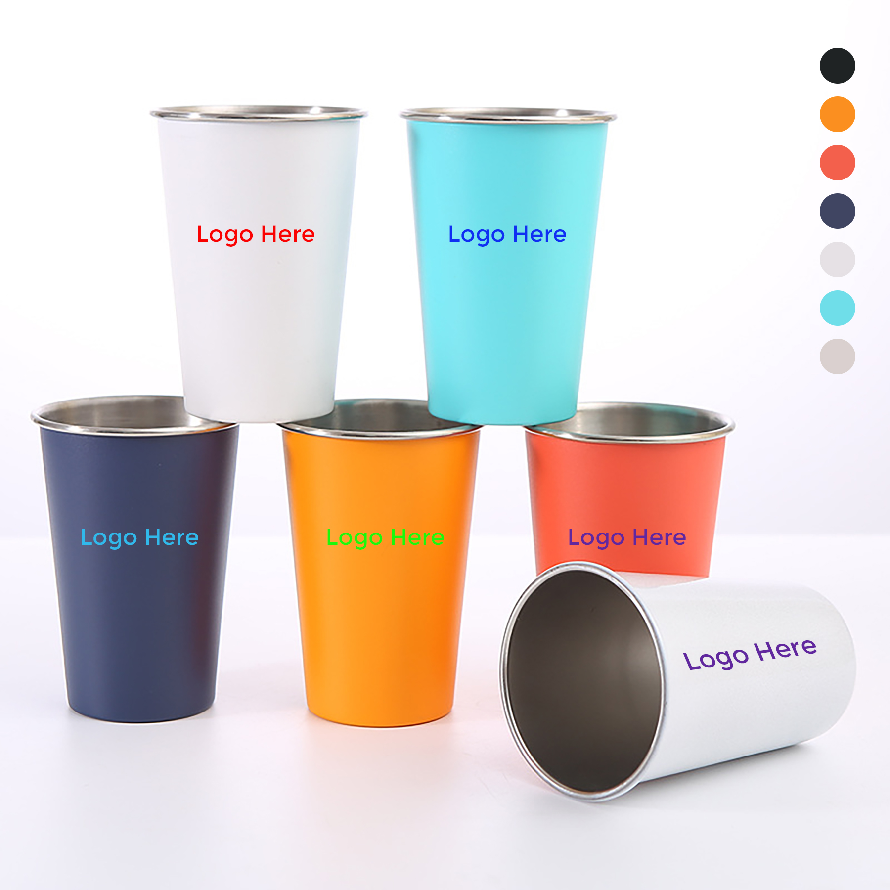 Colored 16 oz Stainless Steel Pint Cup