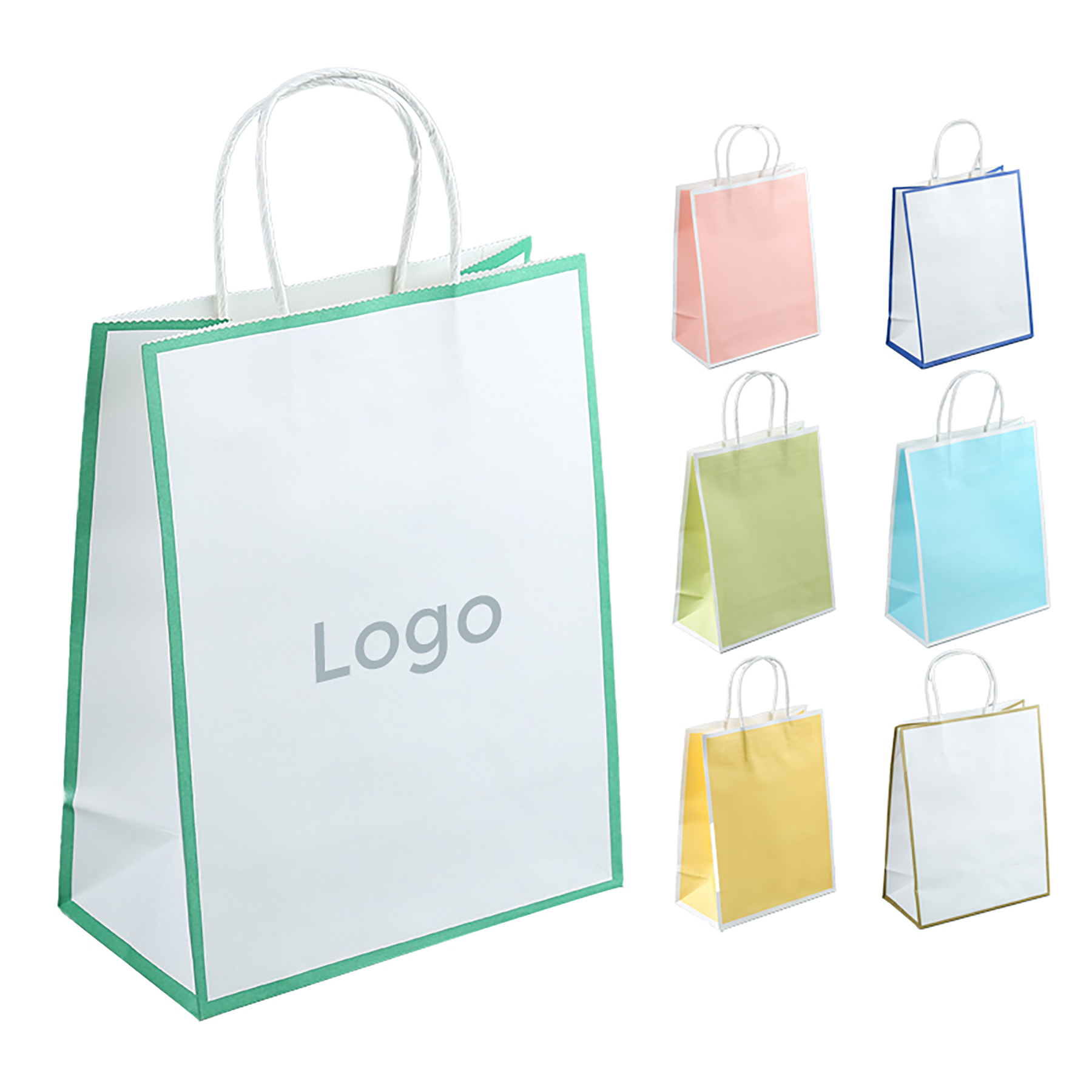 Kraft Paper Gift Bag with Colored Rim