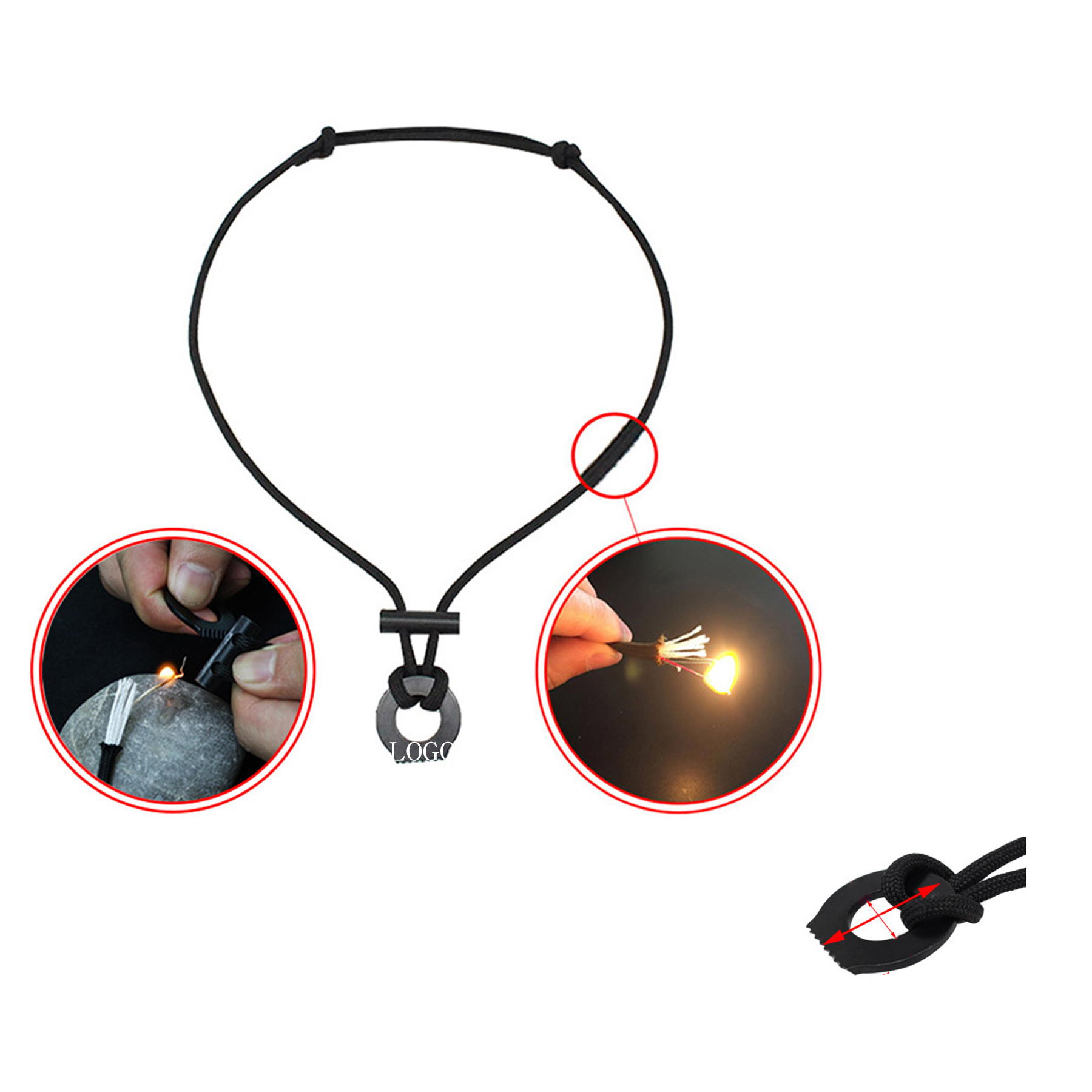 Survival Igniter with 550 Paracord Neck Lanyard & Multi-Tool Striker