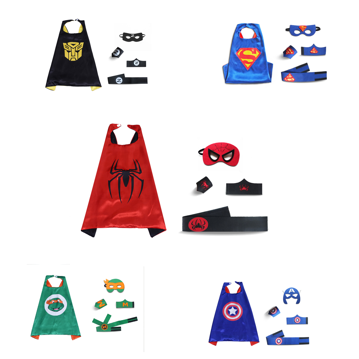 Superhero Dress up Cape and Mask Costume Five-piece Set  