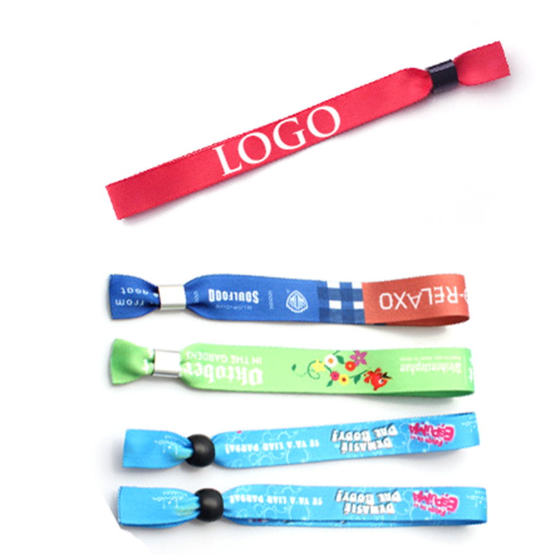 Custom logo fabric promotional bracelet Woven cloth Wristband events festivals