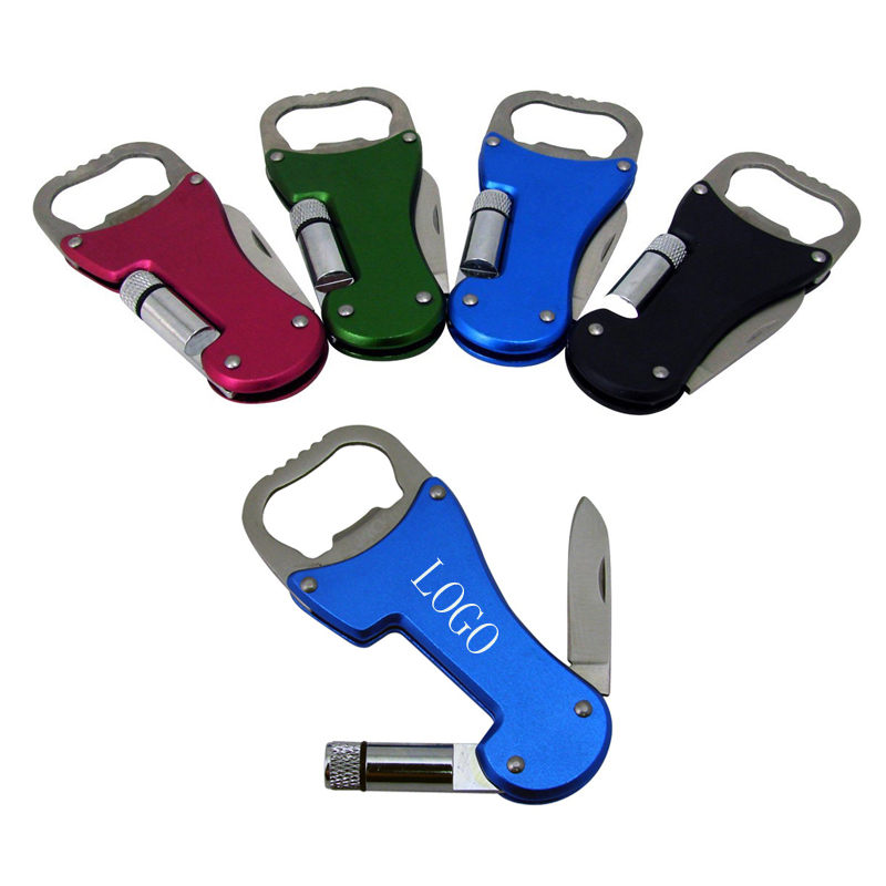 3 in 1 Multitool Key Chain Flashlight with Bottle Opener,Sharp Knife