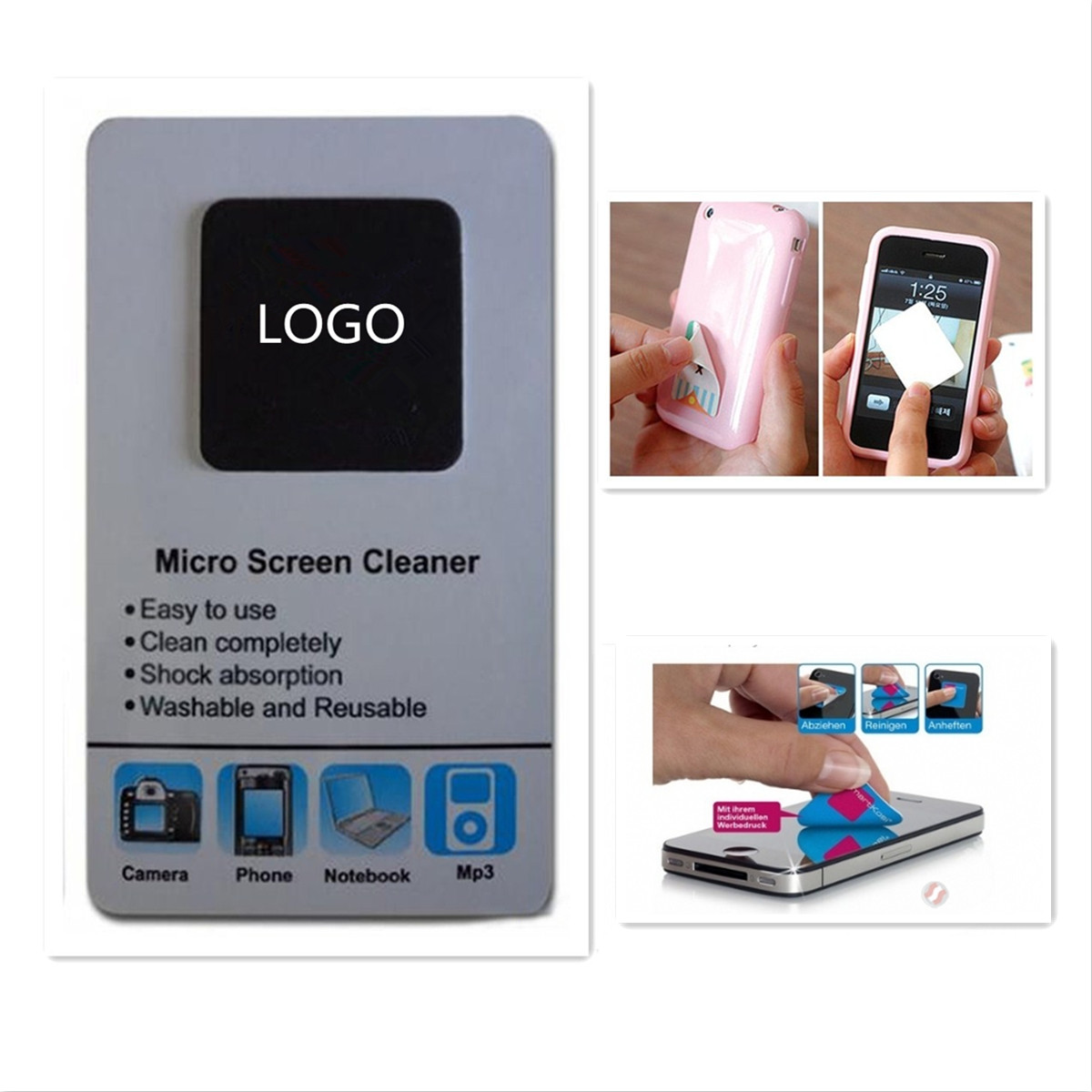 Superfine fibre adhensive cell phone screen wipe / screen cleaner