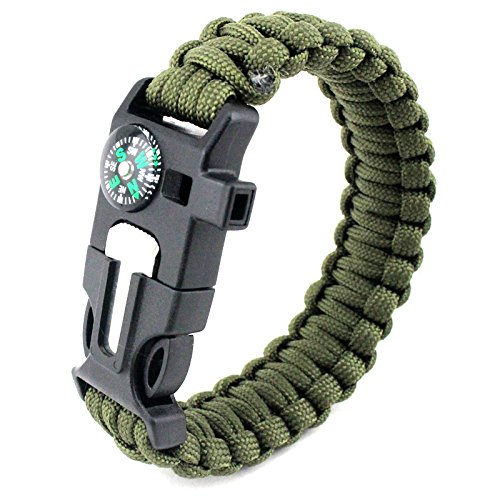 Survival Paracord Bracelet With Flit And Compass