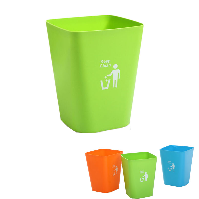 Plastic Open-Top Wastebasket Rectangular Dustbin Garbage Can 