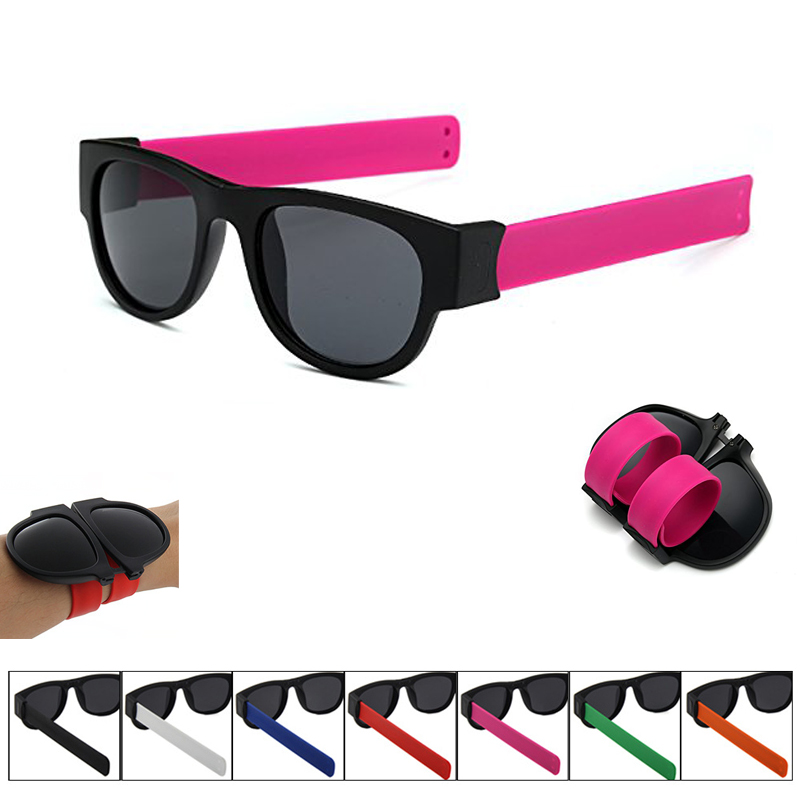 Folding Slap Sunglasses Creative Wristband Slappable Glasses Snap Bracelet Bands 