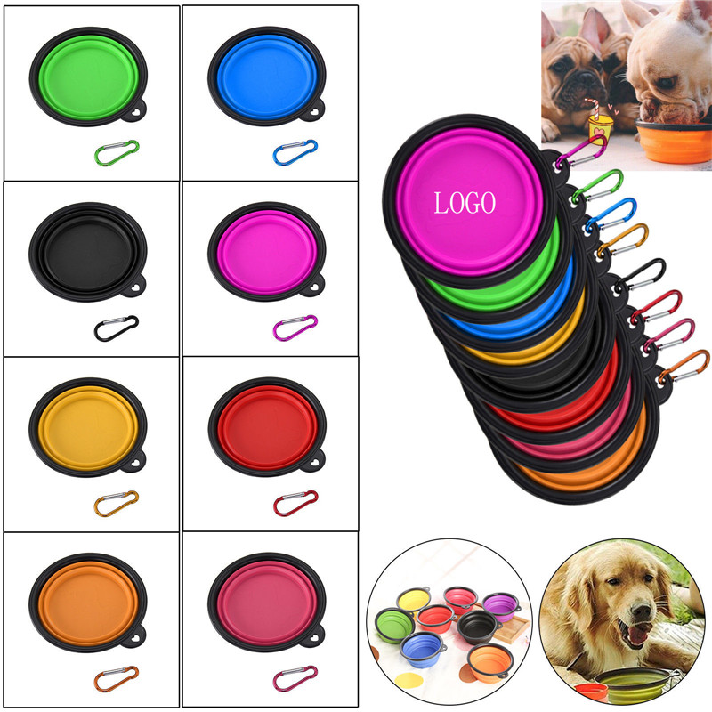Portable Silicone Collapsible Pet Dog Food Bowl With Keychains