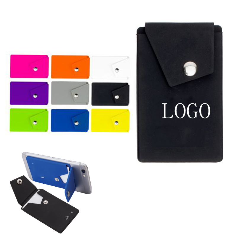 Silicone Pocket Phone wallet Phone Stand with Button