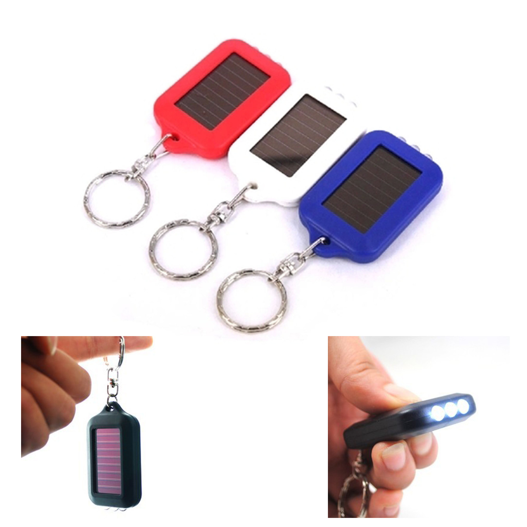 3 Led Solar Flashlight With Key Chain