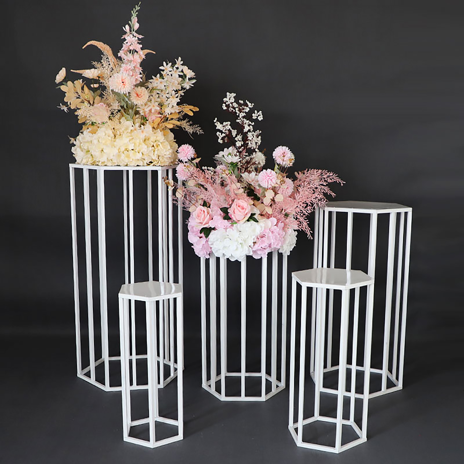 5pcs/set Hexagonal Large Metal Column Pedestal Stand