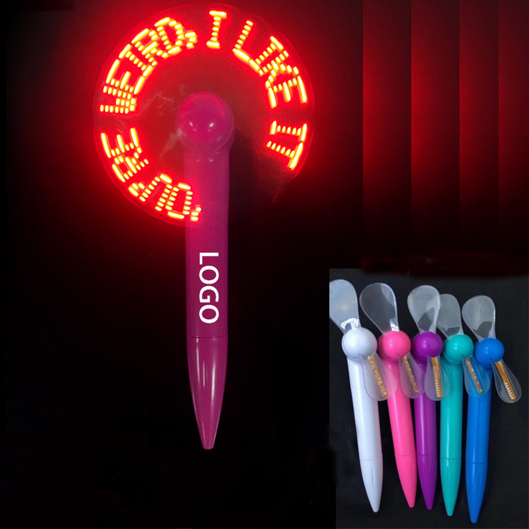 LED Flash Message Fan Pen  Flashing Floating Ballpoint Pen