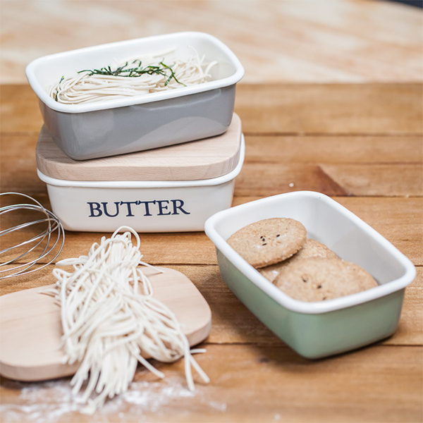 Lidded Enamel Butter Dish