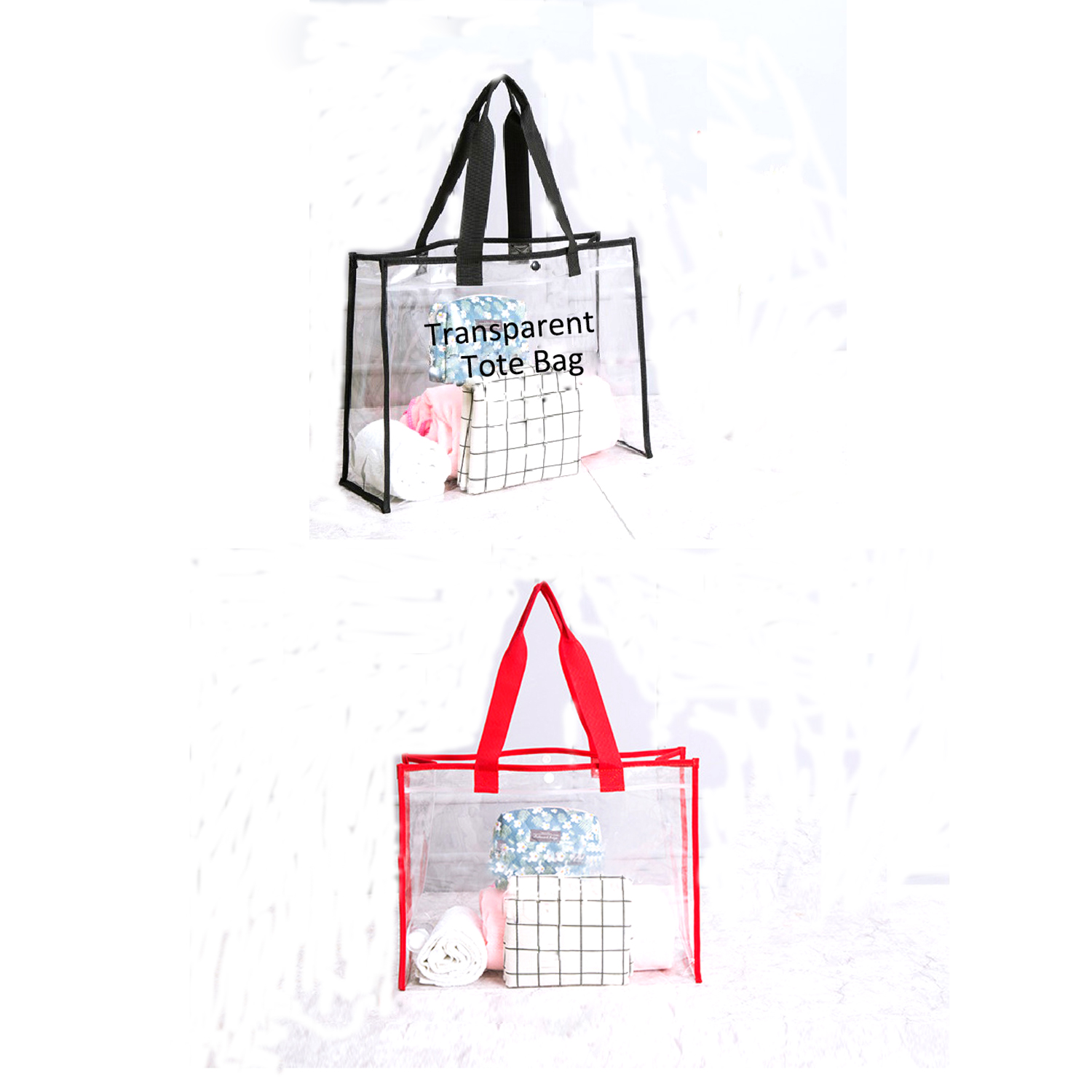 Transparent PVC Beach Handbag Waterproof Youth Girls Tote Shoulder Bag