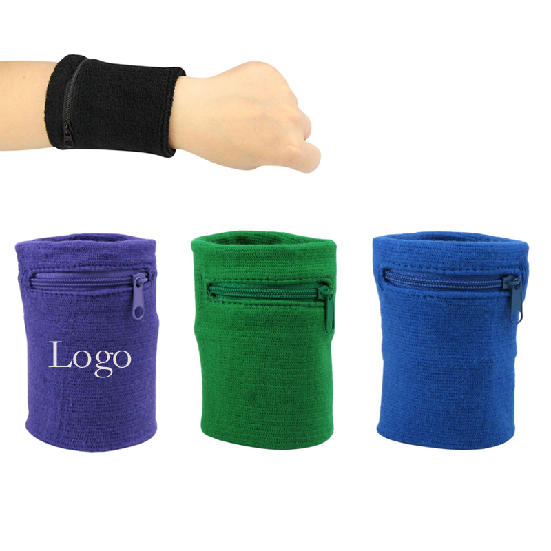  Black Zipper Sweatband Wristband